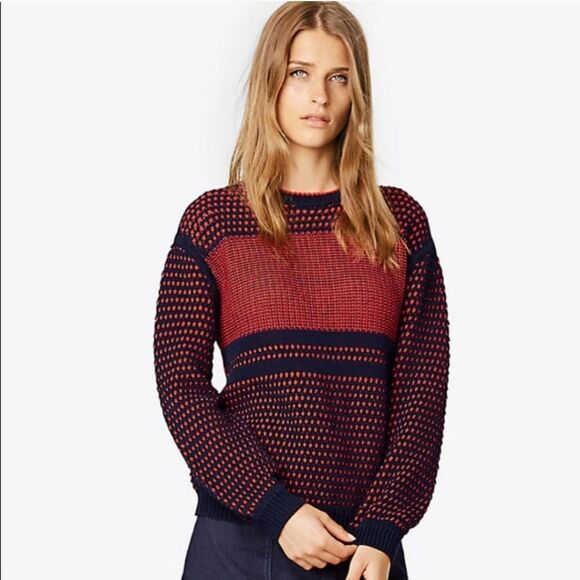 Tory Burch Sweaters - Tory Burch Adrienne Orange and Blue Sweater Size XS